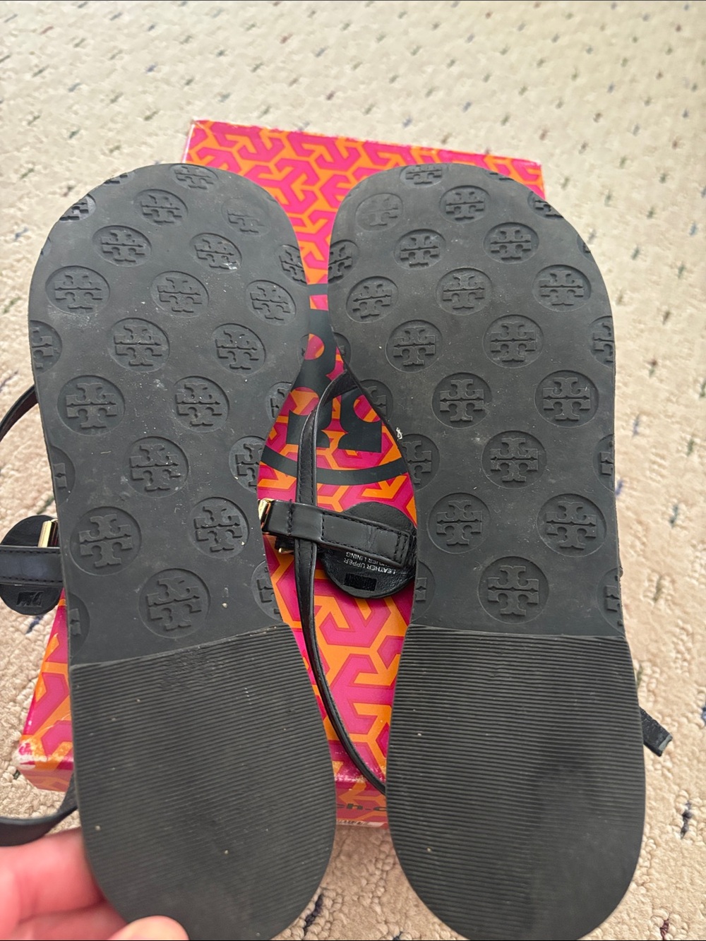 Tory Burch Ali Sandals black leather size 9 - Picture 5 of 7